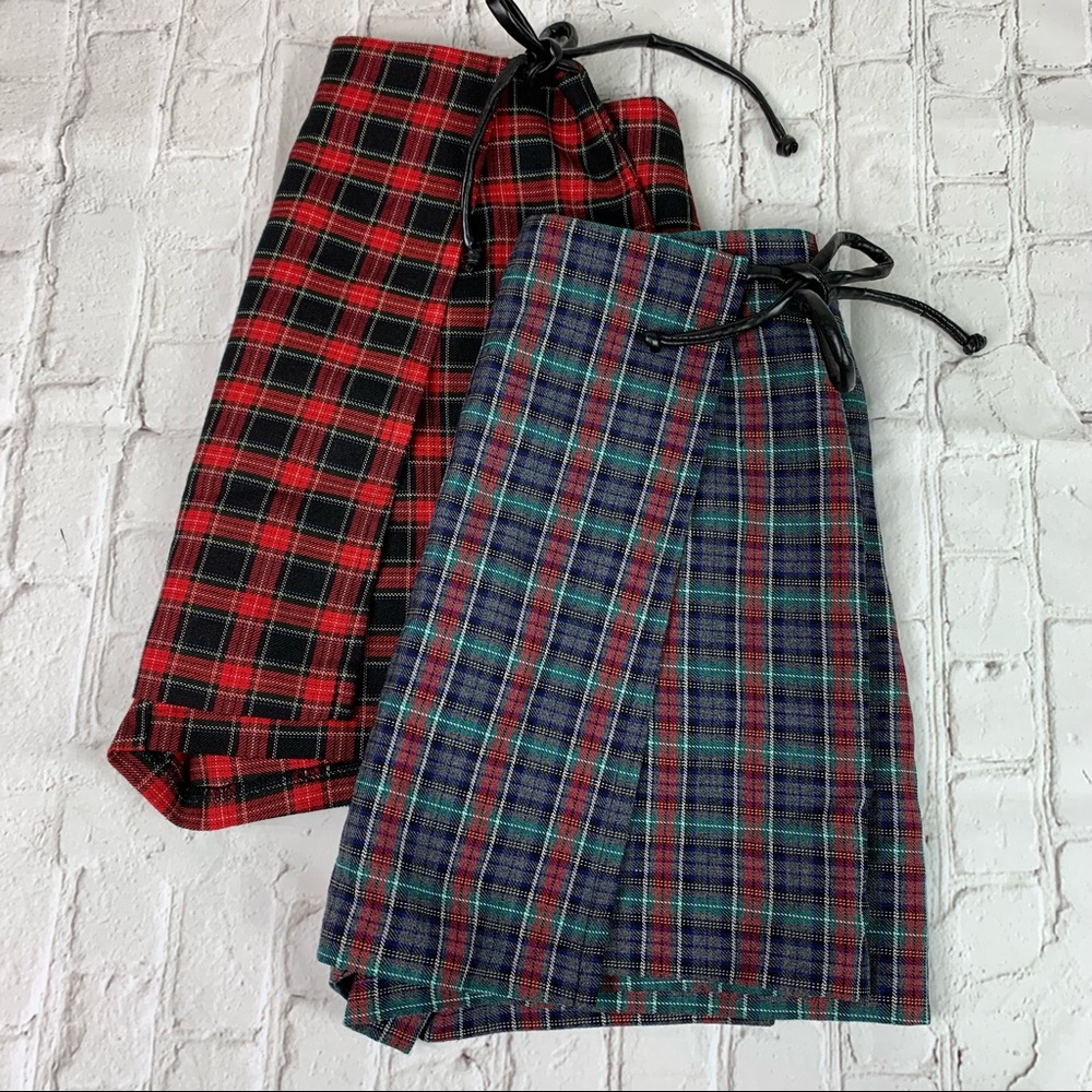 no Boundaries vintage 90s tag plaid tie waist skorts